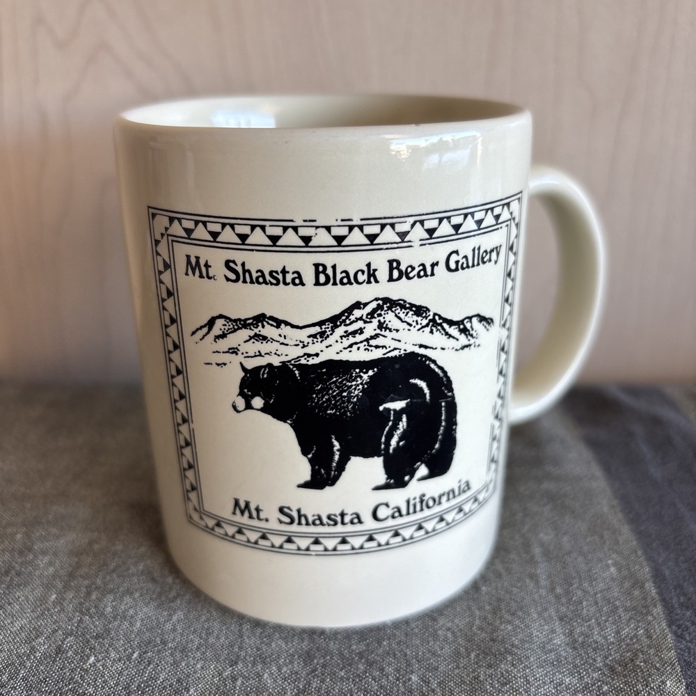 Mt Shasta California Black Bear Gallery Made USA Coffee Mug Cup Vintage